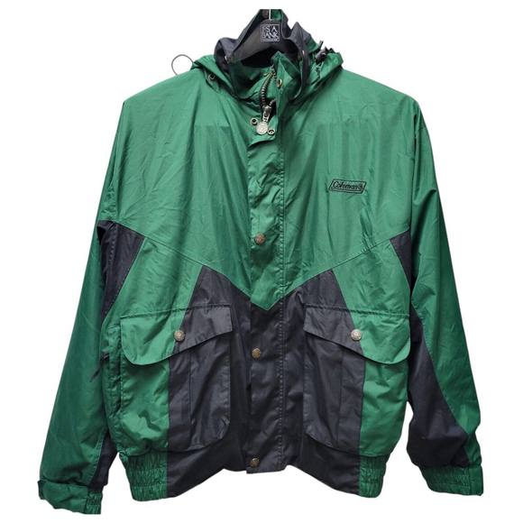Coleman Mens Jacket Large Green Full Zip Hooded Snap Button Lined Casual - Picture 1 of 11